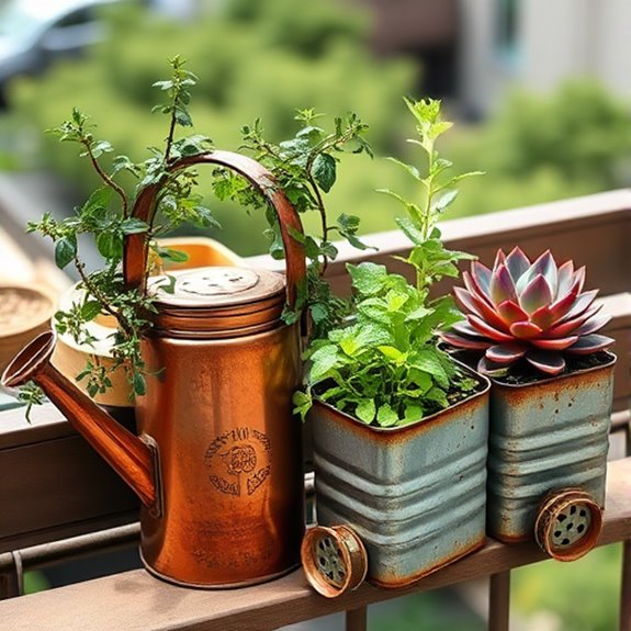 repurposed metal garden planters